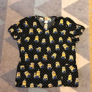 Minion scrub top despicable me scrubstar polka dot